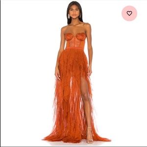 For Love & Lemons Orange Maxi Dress, size Small